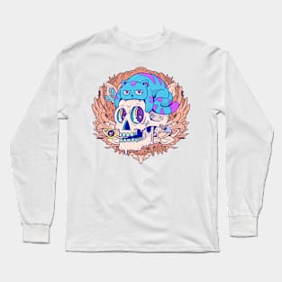 Cat illustration on skulls Long Sleeve T-Shirt